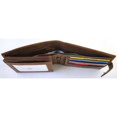 RFID lined Cow Hide Hunter Leather Wallet. 12006