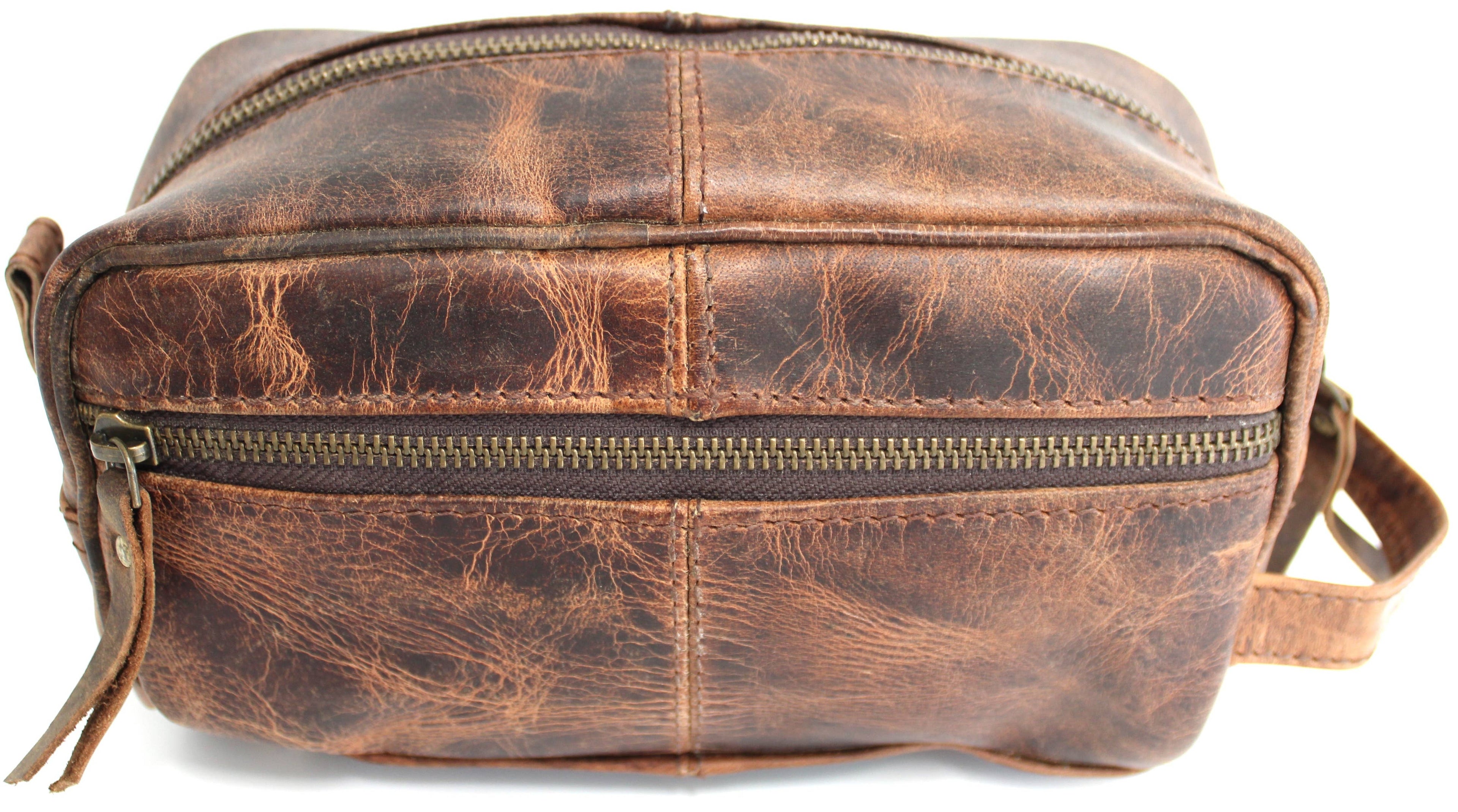 Quality Full Grain Genuine Hunter Leather Toiletry Bag Style No:31009