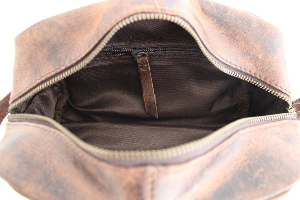 Quality Full Grain Genuine Hunter Leather Toiletry Bag Style No:31009