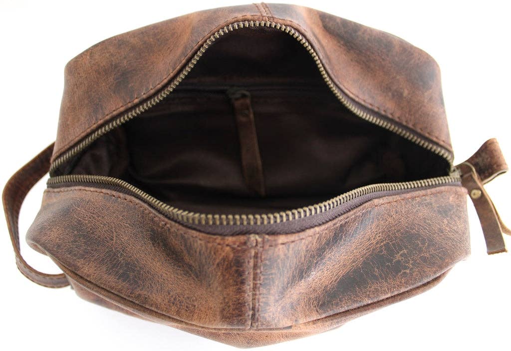 Quality Full Grain Genuine Hunter Leather Toiletry Bag Style No:31009