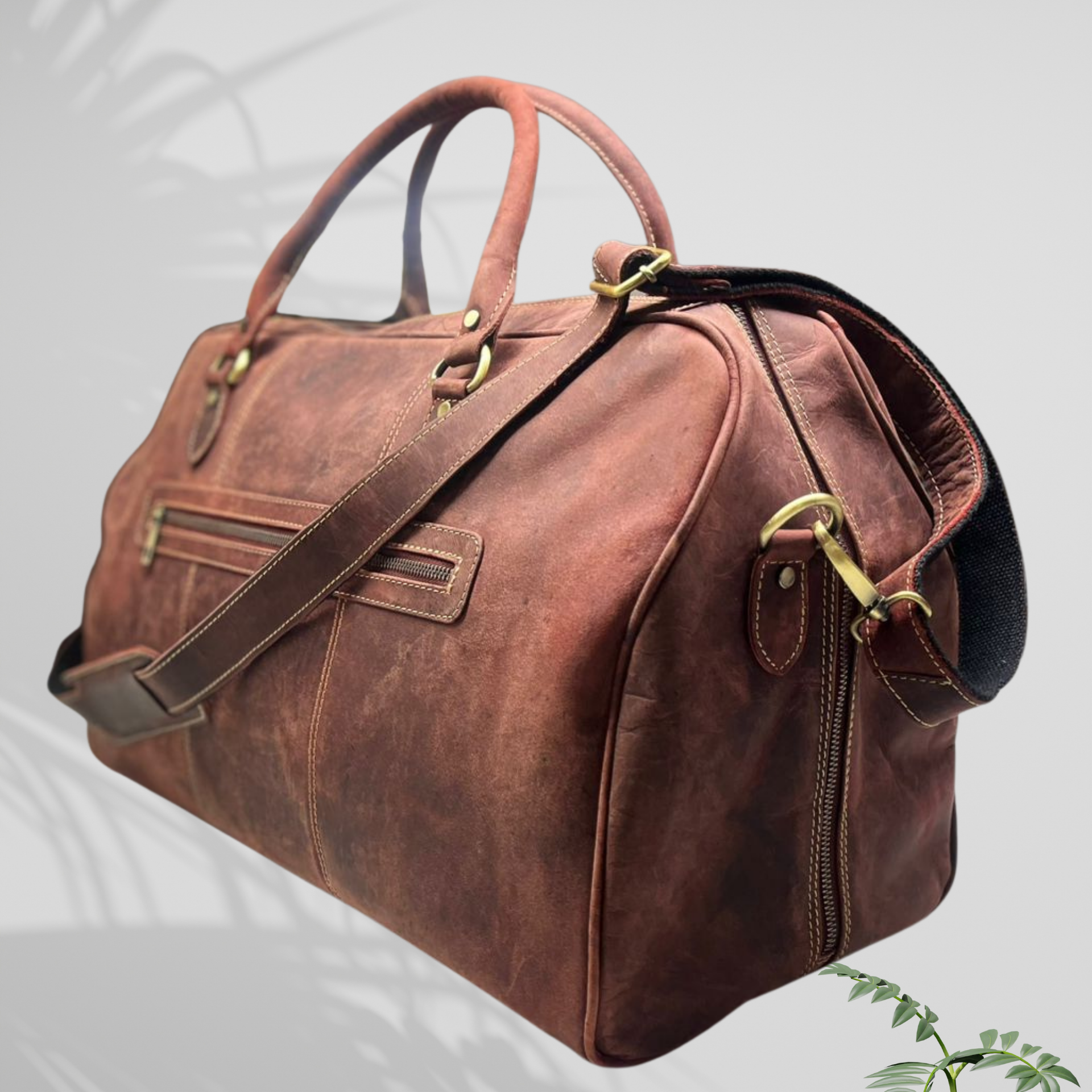 Weekender Bag, Large Travel Duffel Bag Genuine Leather, Carry on Overnight Bag.
