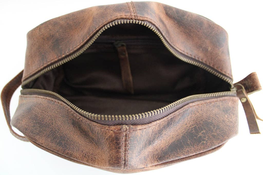Quality Full Grain Genuine Hunter Leather Toiletry Bag Style No:31009