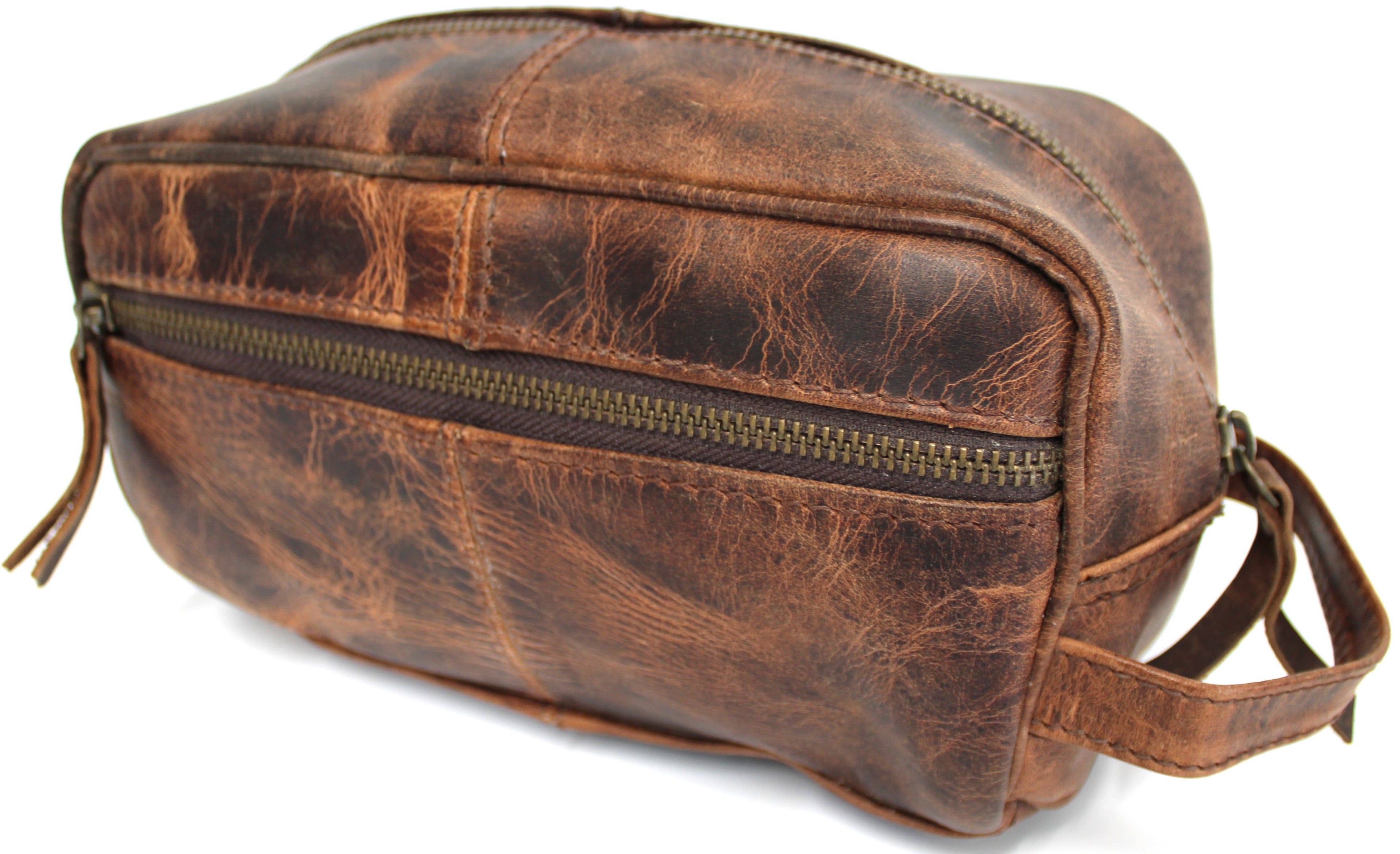Quality Full Grain Genuine Hunter Leather Toiletry Bag Style No:31009