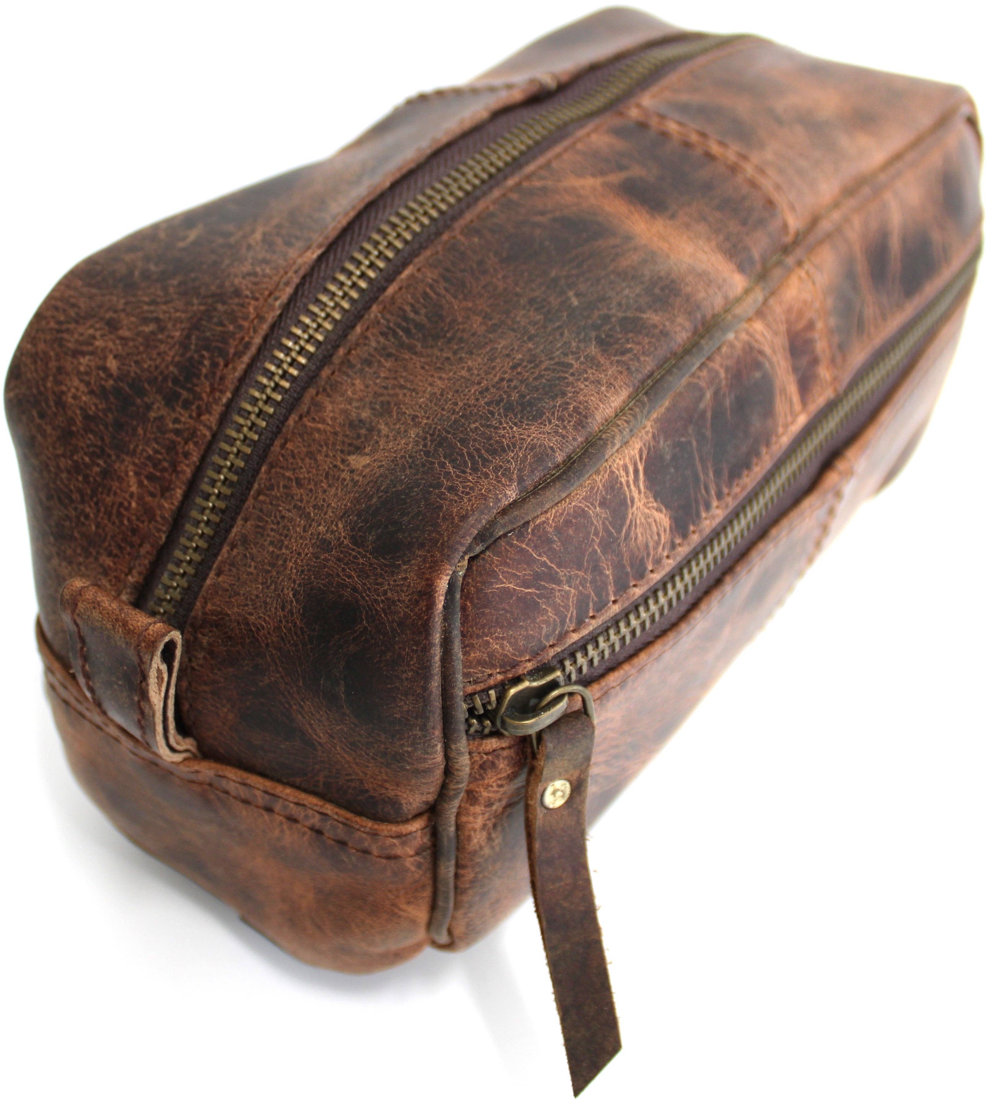 Quality Full Grain Genuine Hunter Leather Toiletry Bag Style No:31009