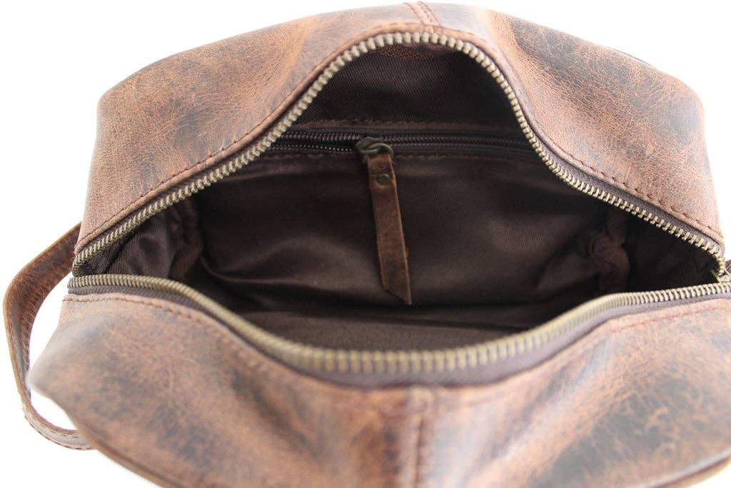 Quality Full Grain Genuine Hunter Leather Toiletry Bag Style No:31009