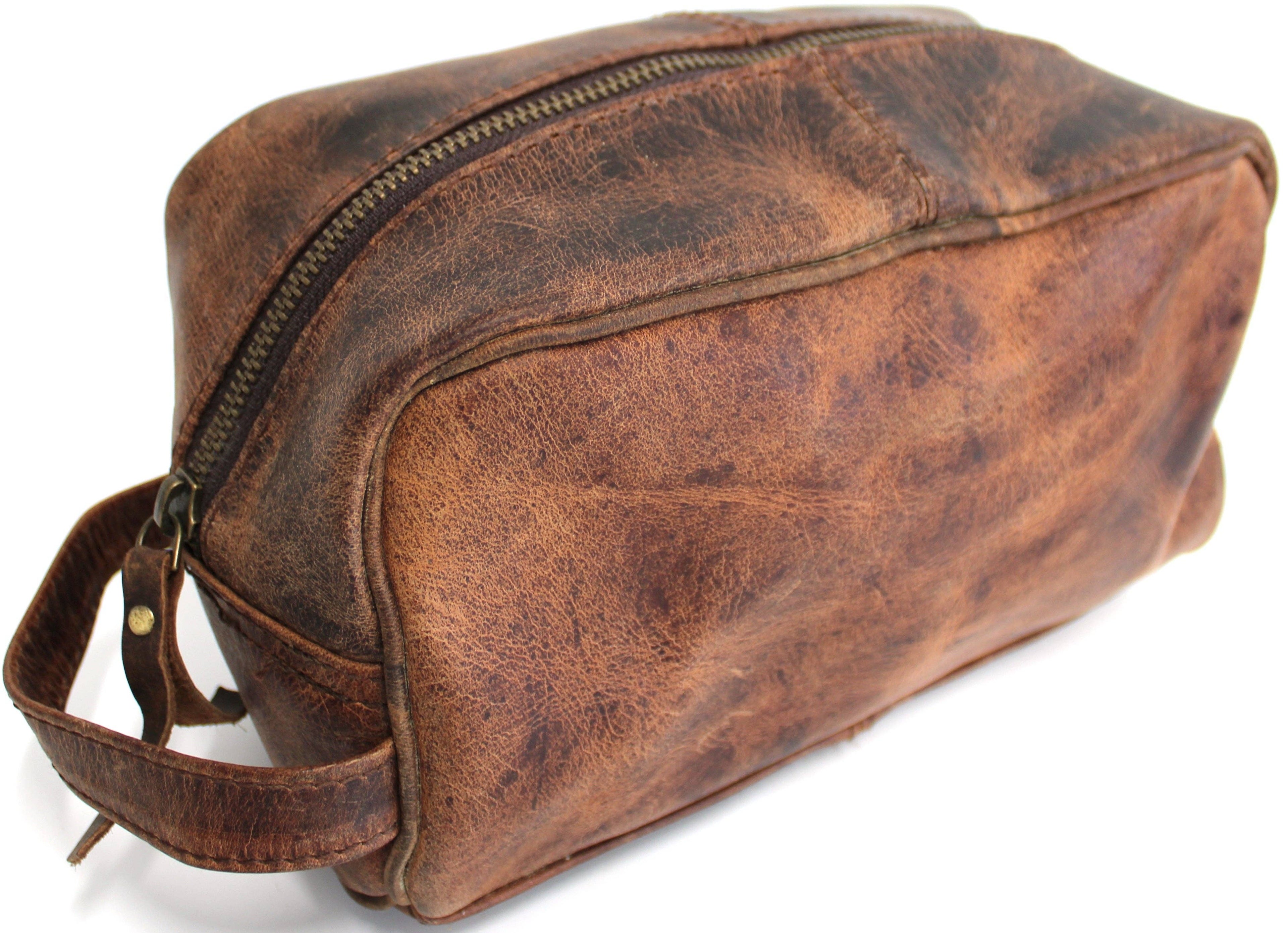 Quality Full Grain Genuine Hunter Leather Toiletry Bag Style No:31009