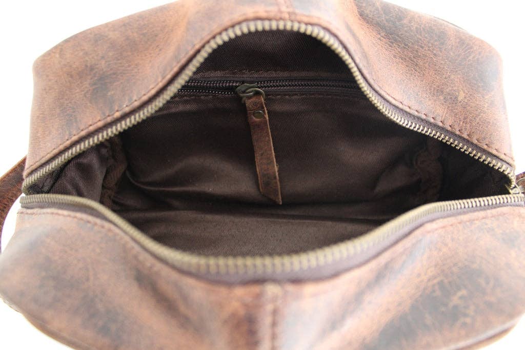 Quality Full Grain Genuine Hunter Leather Toiletry Bag Style No:31009