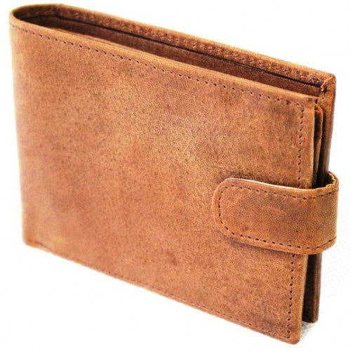 RFID lined Cow Hide Hunter Leather Wallet. 12006