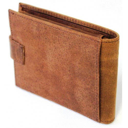 RFID lined Cow Hide Hunter Leather Wallet. 12006