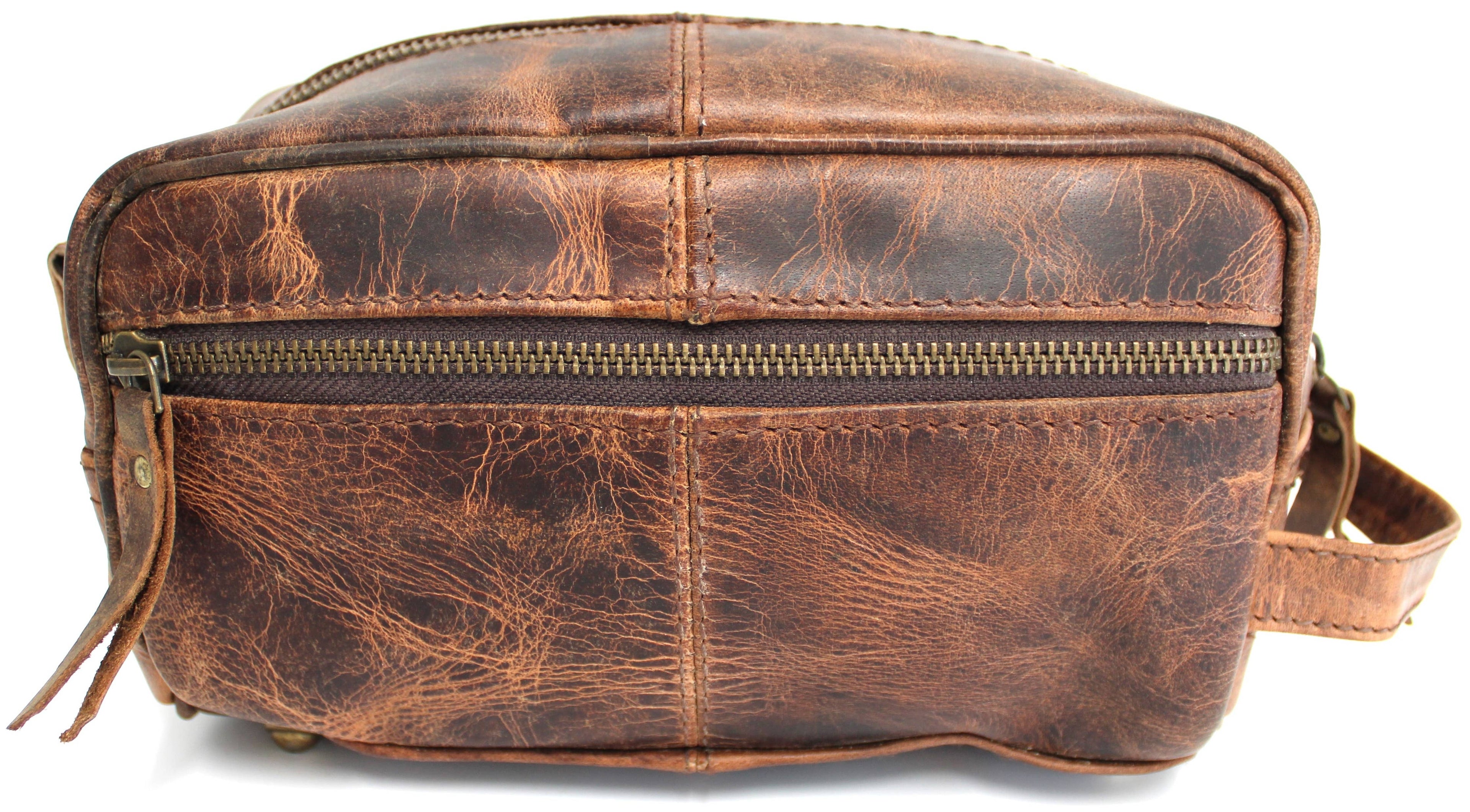 Quality Full Grain Genuine Hunter Leather Toiletry Bag Style No:31009