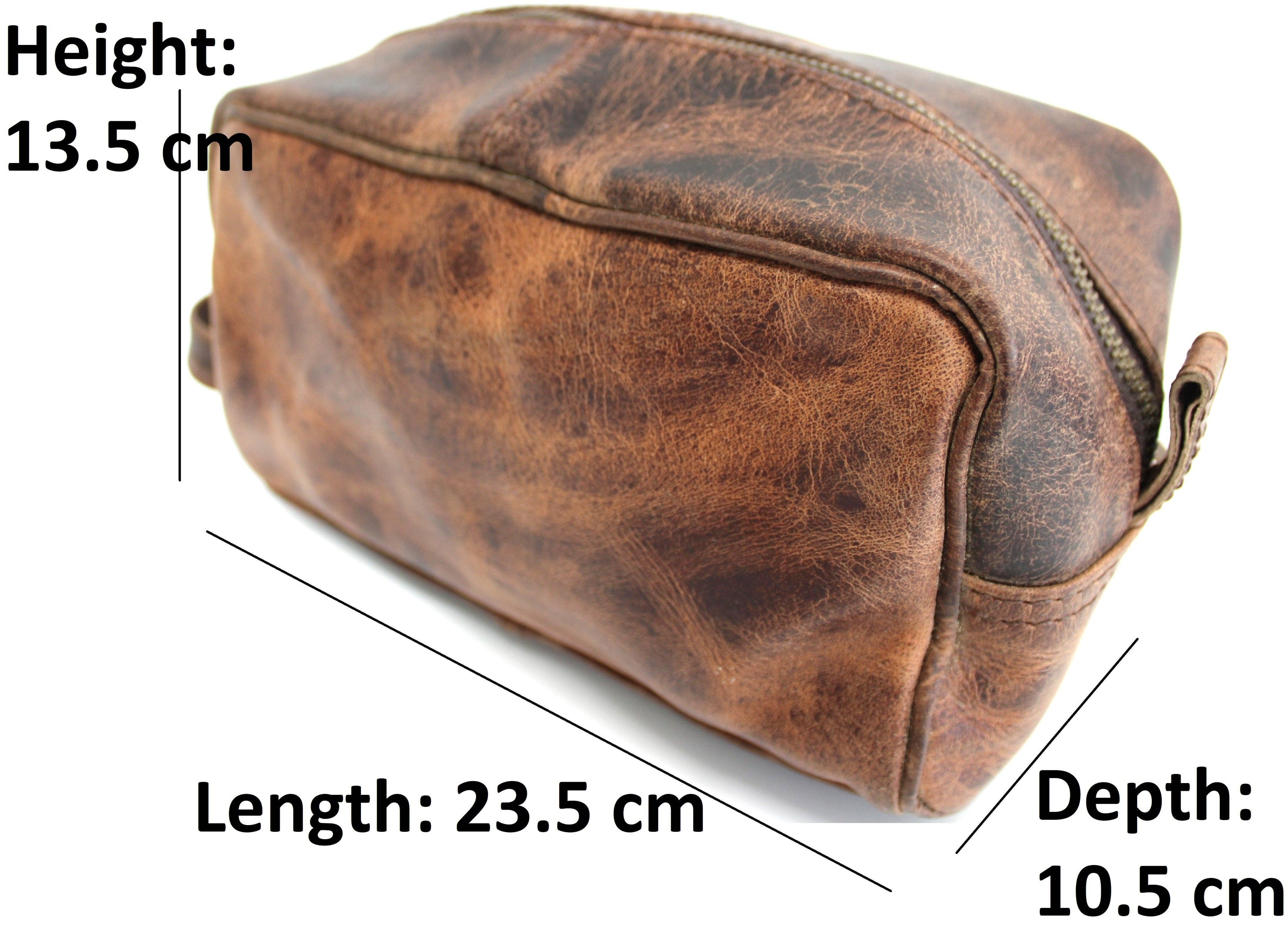 Quality Full Grain Genuine Hunter Leather Toiletry Bag Style No:31009