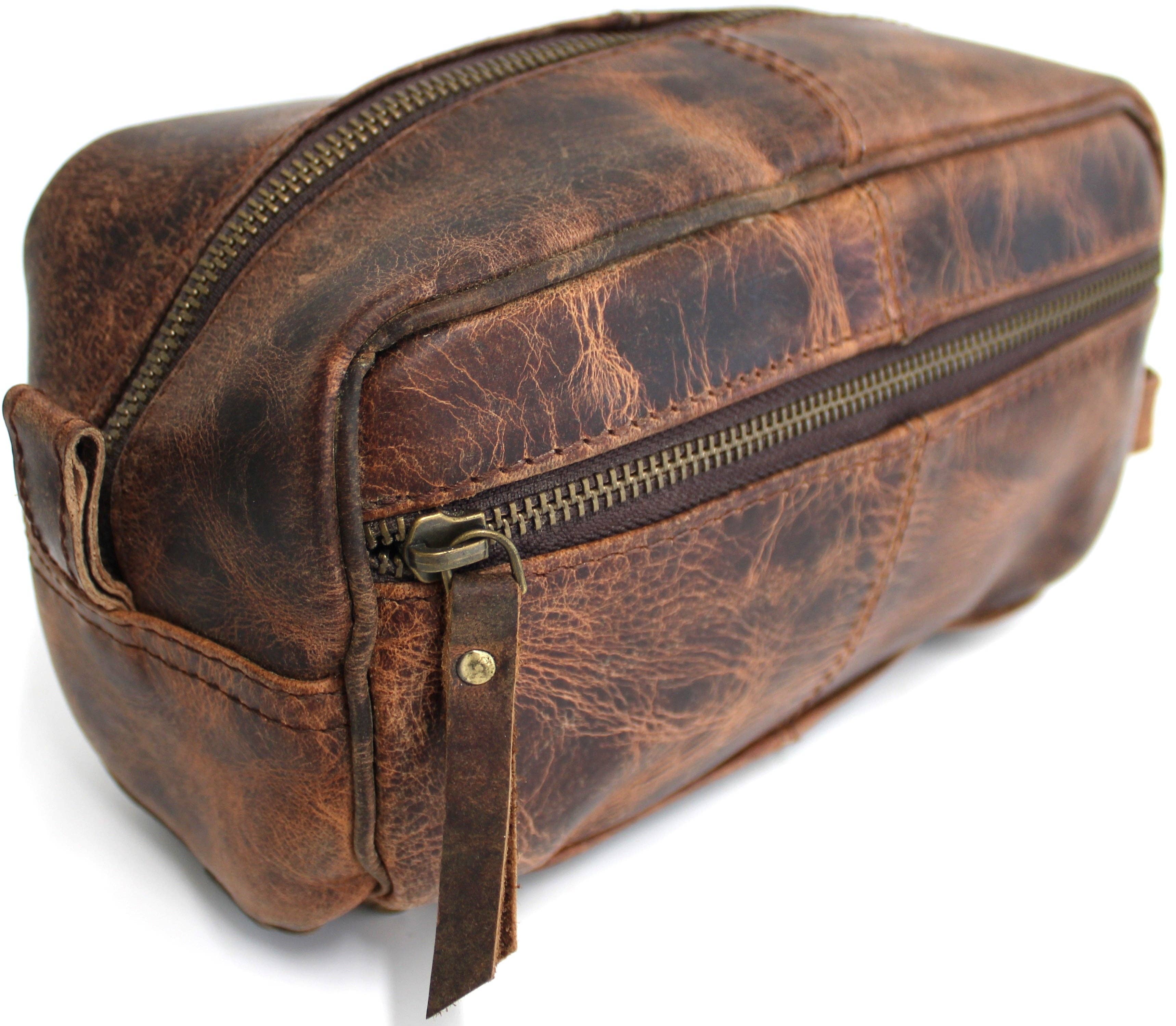 Quality Full Grain Genuine Hunter Leather Toiletry Bag Style No:31009