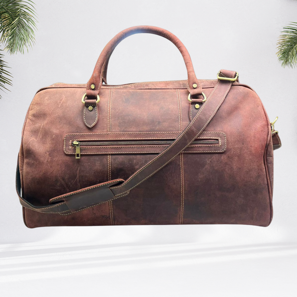 Weekender Bag, Large Travel Duffel Bag Genuine Leather, Carry on Overnight Bag.
