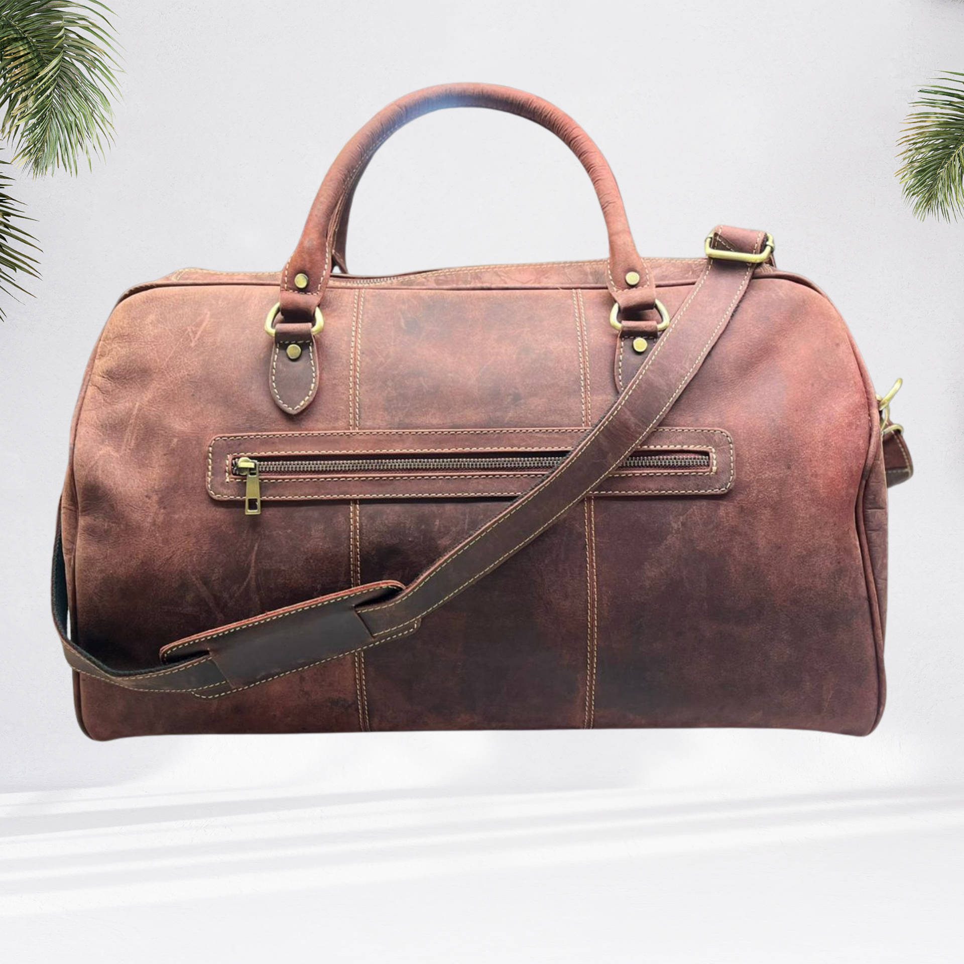 Weekender Bag, Large Travel Duffel Bag Genuine Leather, Carry on Overnight Bag.