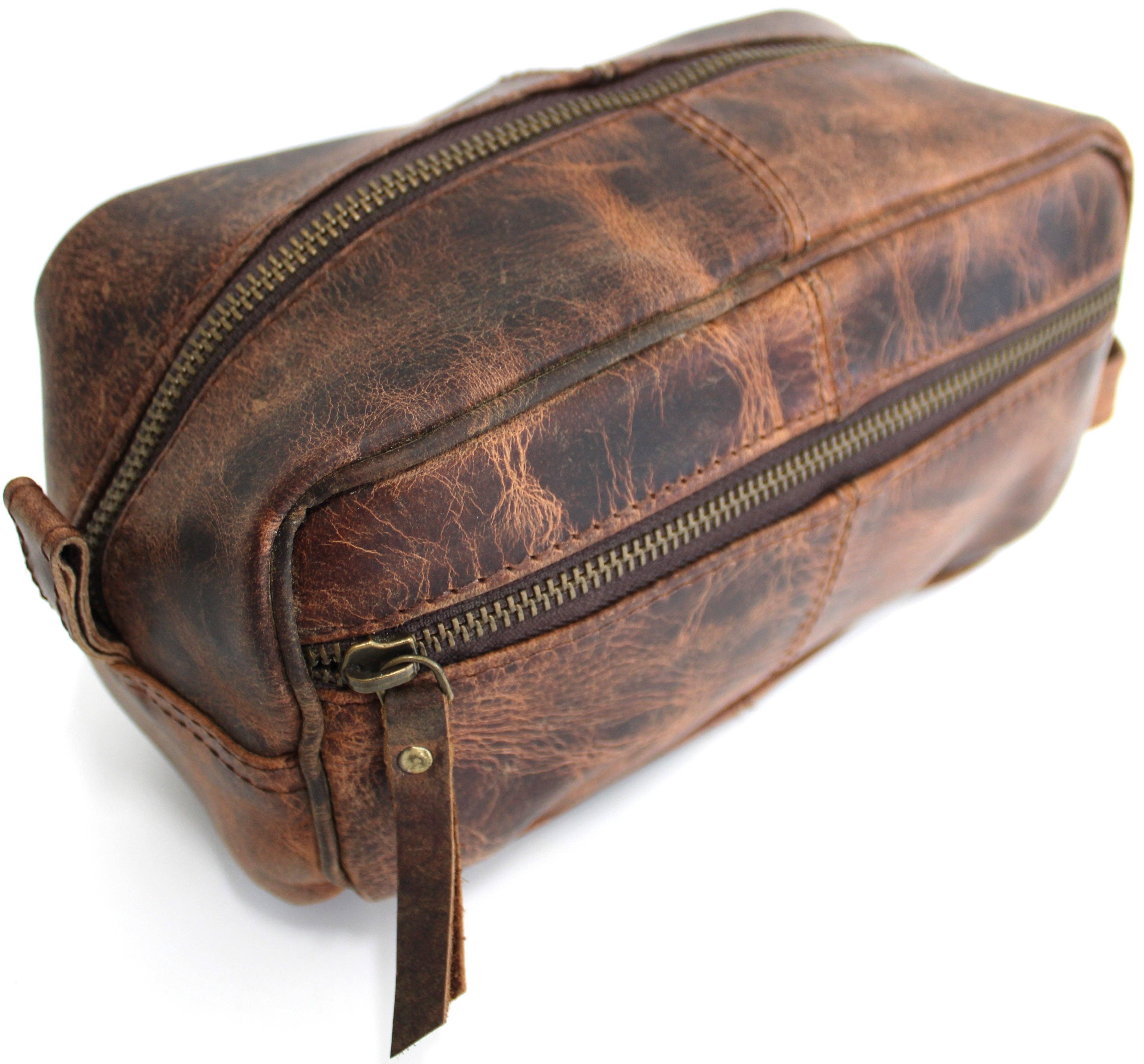 Quality Full Grain Genuine Hunter Leather Toiletry Bag Style No:31009