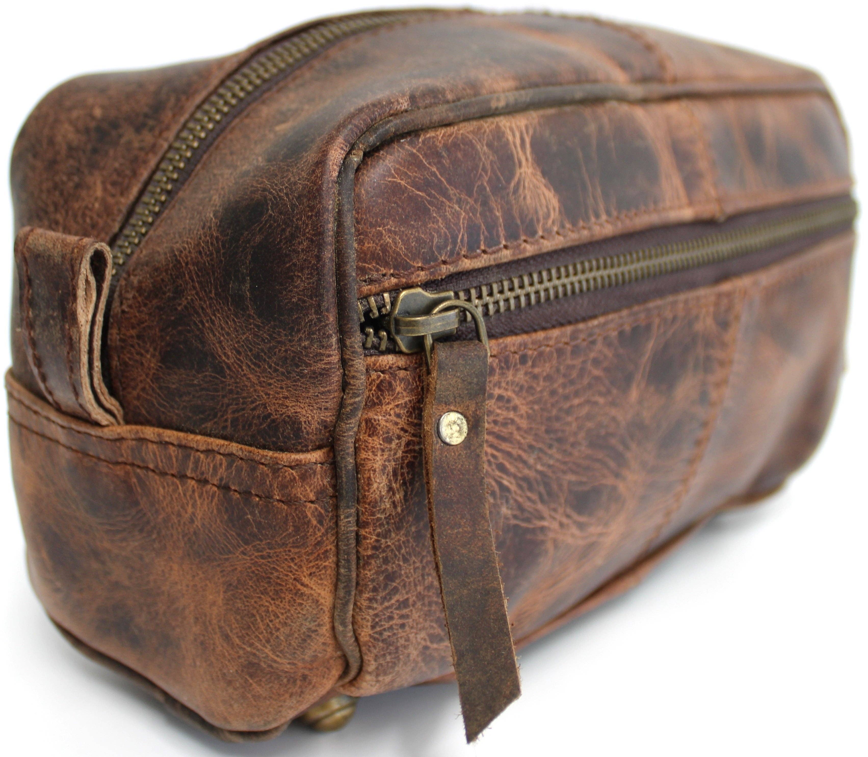 Quality Full Grain Genuine Hunter Leather Toiletry Bag Style No:31009